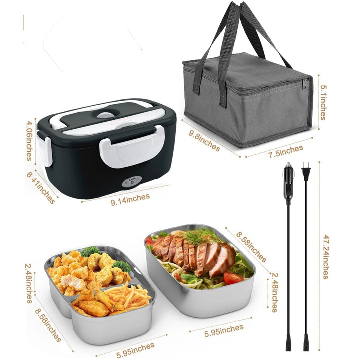 Portable Electric Lunch Box – 60W Fast Heat, 1.5L Stainless Steel