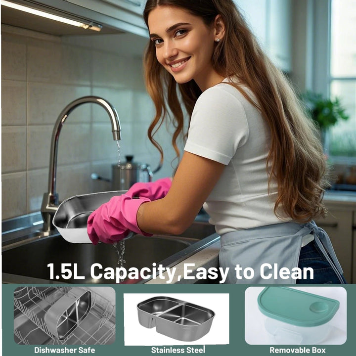 Portable Electric Lunch Box – 60W Fast Heat, 1.5L Stainless Steel